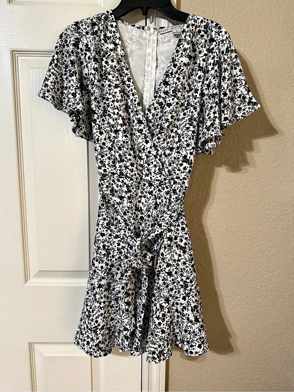 HYFVE Floral Mini Dress in White & Black
